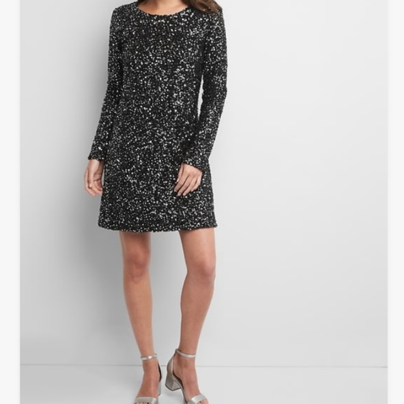 GAP Dresses Gap Long Sleeve Sequin Shift Dress Size S Petite Poshmark